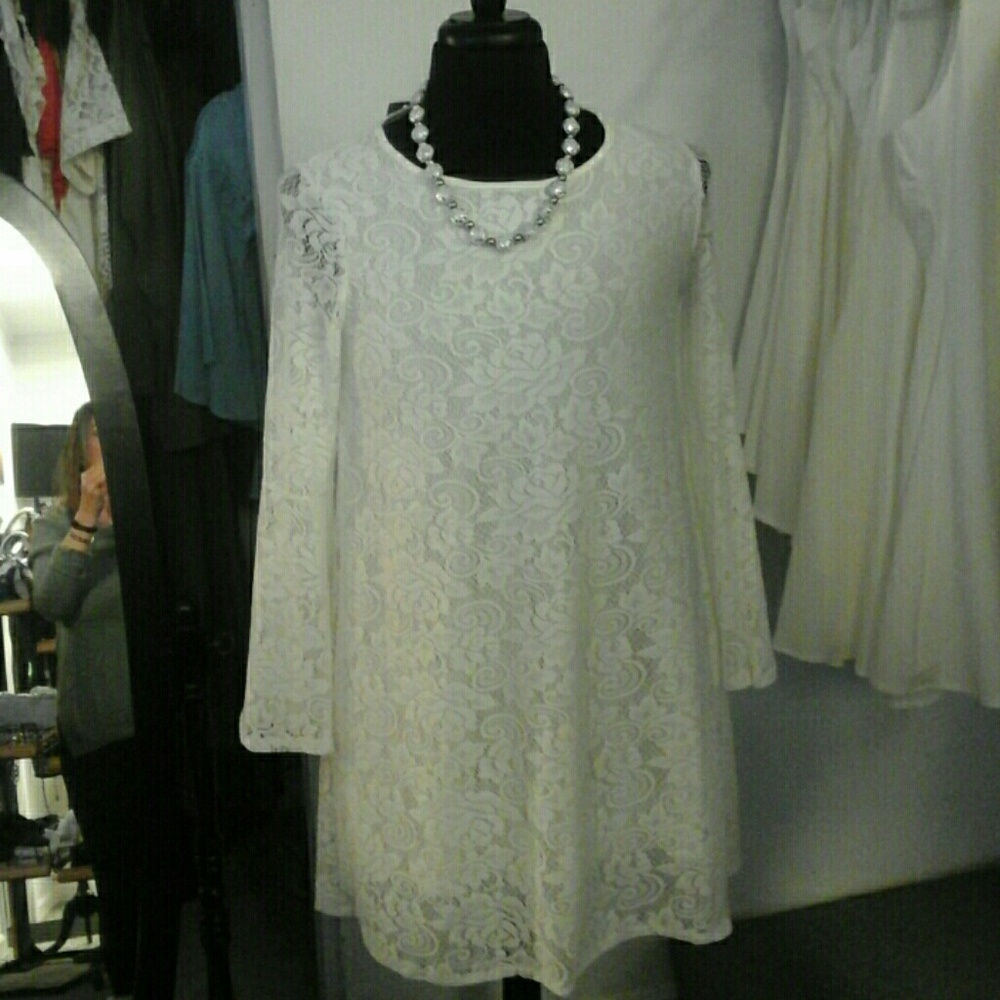White Lace Bell Tunic Dress